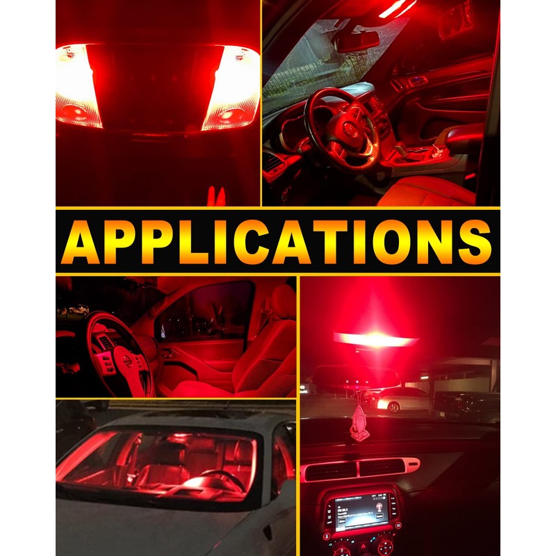 Qasim 44mm(1.73") LED Loop Bulb Bright Red,No-Polarity 12V 211-2 212-2