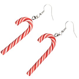 Candy Cane Earrings | Christmas Holiday Jewelry (Peppermint White and Red)