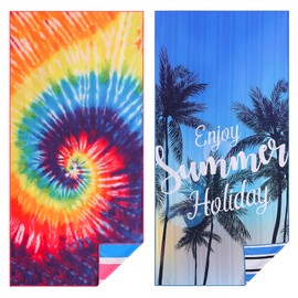 Casa Platino 2-Pack Oversized Microfiber Beach Towels – Extra Large 71"x32" Lightweight, Sand-Free, Quick-Dry – Travel, Swim, Pool, Yoga, Camping Towels for Adults & Kids – Beach Essentials - Lucifer