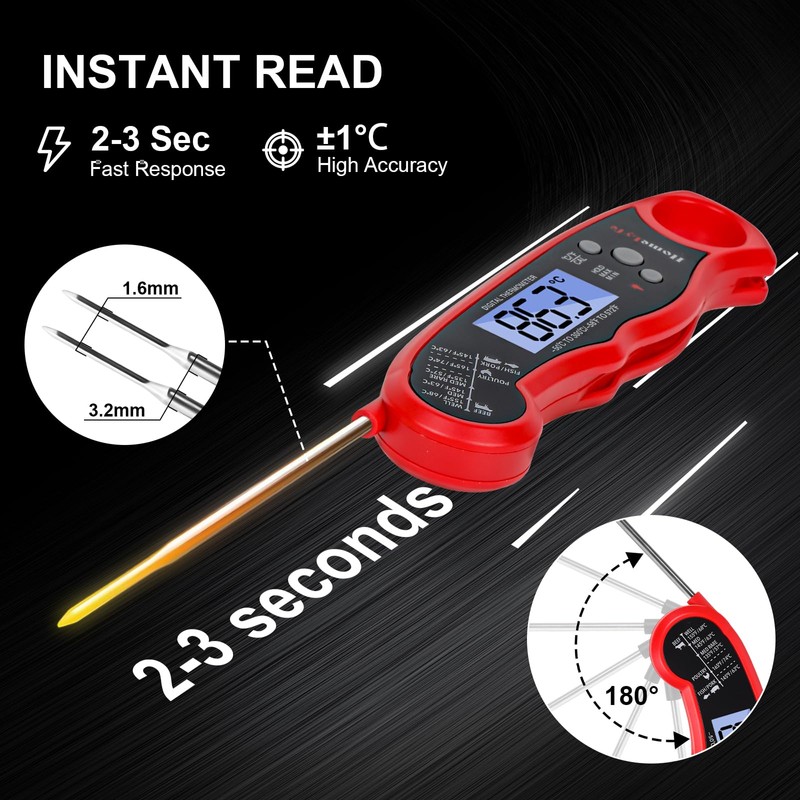 HomeLyfe Digital Meat Thermometer, IPX7 Waterproof Instant Read Food Thermometer