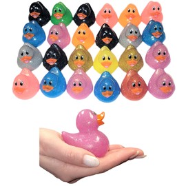 Colorful Glitter Rubber Duckies (2.5") Assorted Neon Color Ducks Ducky Duck (50)