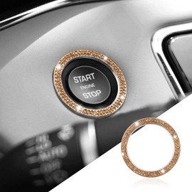 Bling Car Crystal Rhinestone Ring Emblem Sticker, Push to Start Button Cover/Sticker, Key Ignition Starter & Knob Ring, Car Interior Decoration Bling Car Accessories for Women