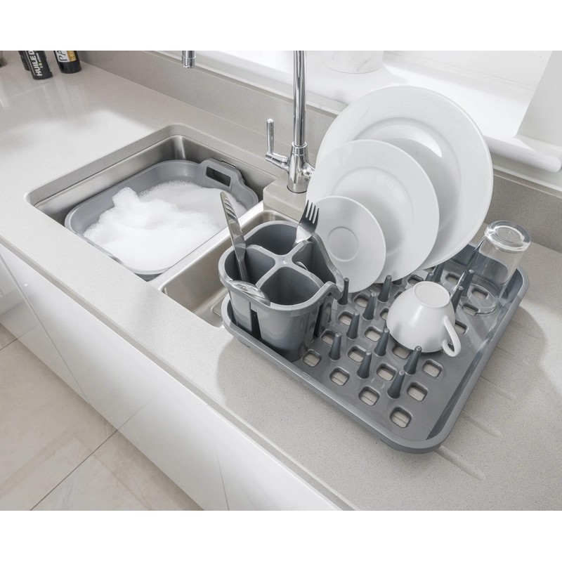 Addis 517940 Cutlery Utensil Drainer Caddy with 4 Compartments, Linen