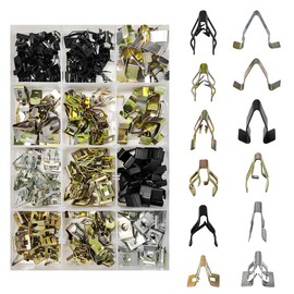 KVAEY 240PCS Car Dashboard Trim Clips, 12 Sizes Metal Dash Panel Retainer Auto Interior Trim Clips Kit, Universal U-Clip Trim Moulding Clip Fasteners Replacement for Most Cars