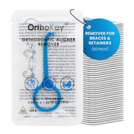 OrthoKey Clear Aligner Removal Tool - Unleash Precision: Grabber Remover for Braces & Retainers | Elevate Dental Care with Ortho Tools for Orthodontic Care | Small Blue, 50-Pack.