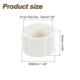 sourcing map 4Pcs PVC Pipe End Cap Fitting, 1.3" Furniture Grade Pipe End Cap Plug Adapter Pipe Plug Socket Fittings for Sewer Drain Pipe Connections, Garden DIY, White