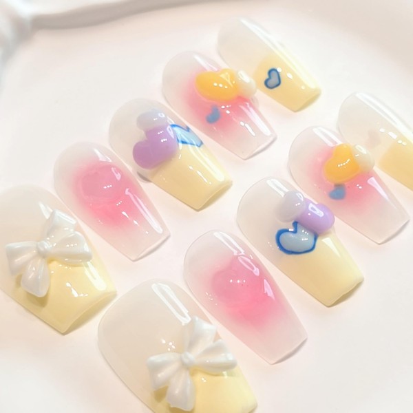 false nails, handmade nail tips, nails, stylish fake nails, cute,