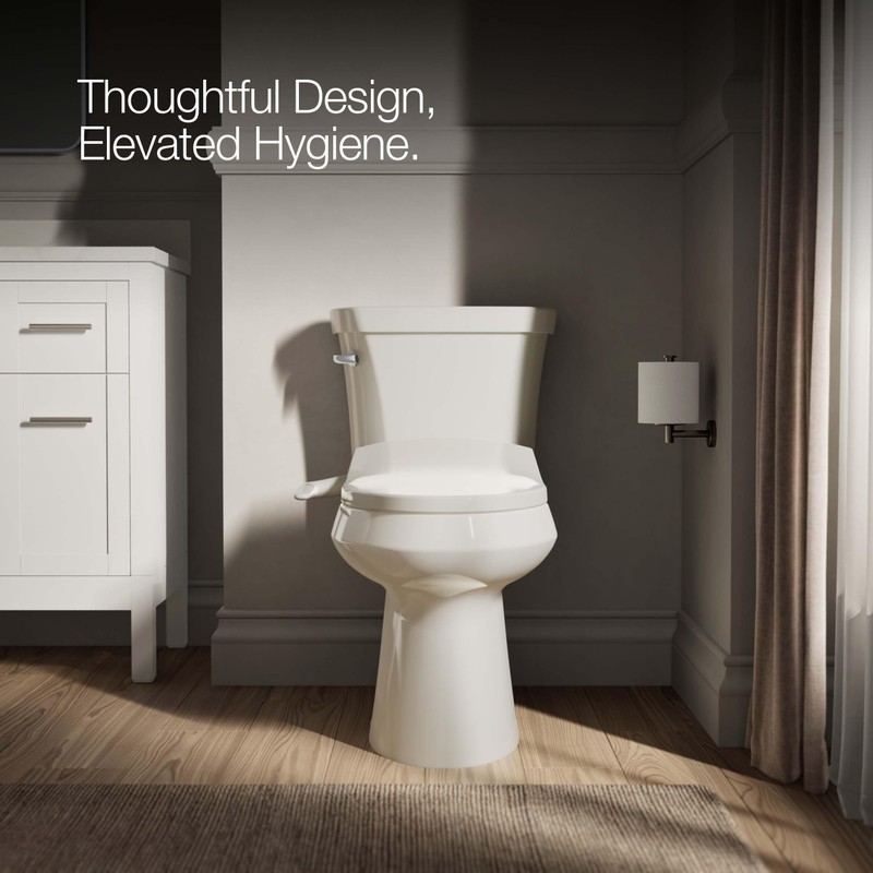 Kohler PureWash M250 Manual Elongated Bidet Toilet Seat, Biscuit, Quiet-Close
