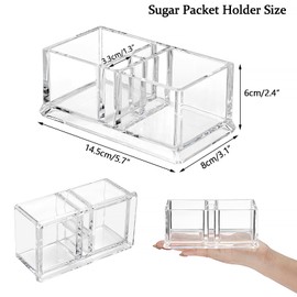 ELLDOO Sugar Packet Holder, Acrylic Sugar Bowl for Restaurant, Tea Bag Organizer, Coffee Stirrers Straws Small Condiments Packet Holder, Sugar Caddy Dispenser for Countertop Coffee Bar