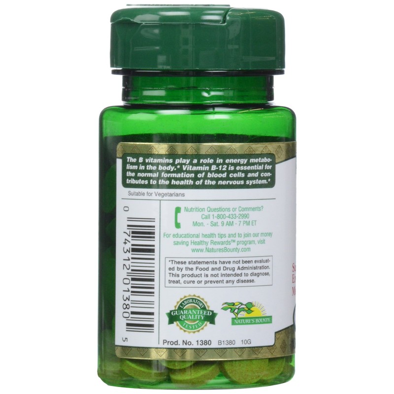 Nature's Bounty Vitamin B-12 1000 mcg Tablets, 100 Count (Pack