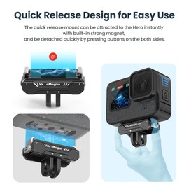 Rszfnjxry - Soporte magnético de liberación rápida para Gopro 12/11/10/9/8/11 Mini/Max, kits de soporte con pinza magnética de montaje de 2 puntas y 1/4 punto de tornillo para más opciones de montaje