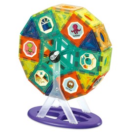 Jvchengxi Magnetic Building Blocks STEM Construction Tile Magnetic Blocks Accessory Set 2 - (Hand Cranked Windmill Set: 9 Pieces)