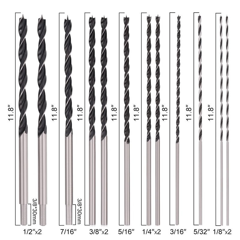 COMOWARE 12" Extra Long Brad Point Drill Bit Set, 12