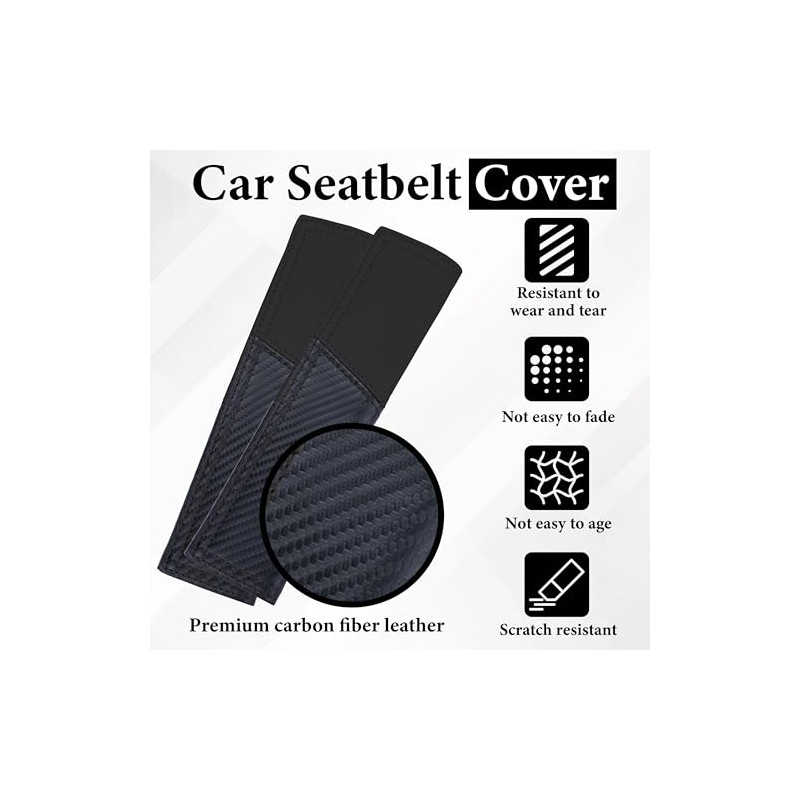 Carbon Fiber Car Seat Belt Cover Pad - 2 Pack