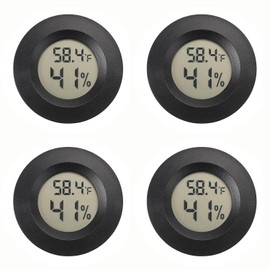 Mini Hygrometer Thermometer Digital Humidity Meter Indoor and Outdoor Humidity Monitor Reptile Thermometer for Humidors Greenhouse Garden Cellar Fahrenheit(℉)/ Celsius(℃), pack of 4
