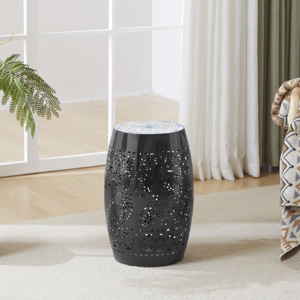 Udorich 12" Mosaic Side Table with Unique Metal Frame for