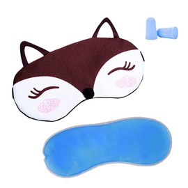 KXF Cooling Eye Mask Reusable Gel Sleep Mask with Ice Cold Pack & 2 Earplugs Elastic Strap Blindfold Night Eye Shade for Puffy Eyes Travel Nap