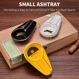 HANCIGAR Cigar Ashtray Single Large Smoke Tank Household Ceramic Ashtray Portable Cigar Tool (Black) Gifts for Men