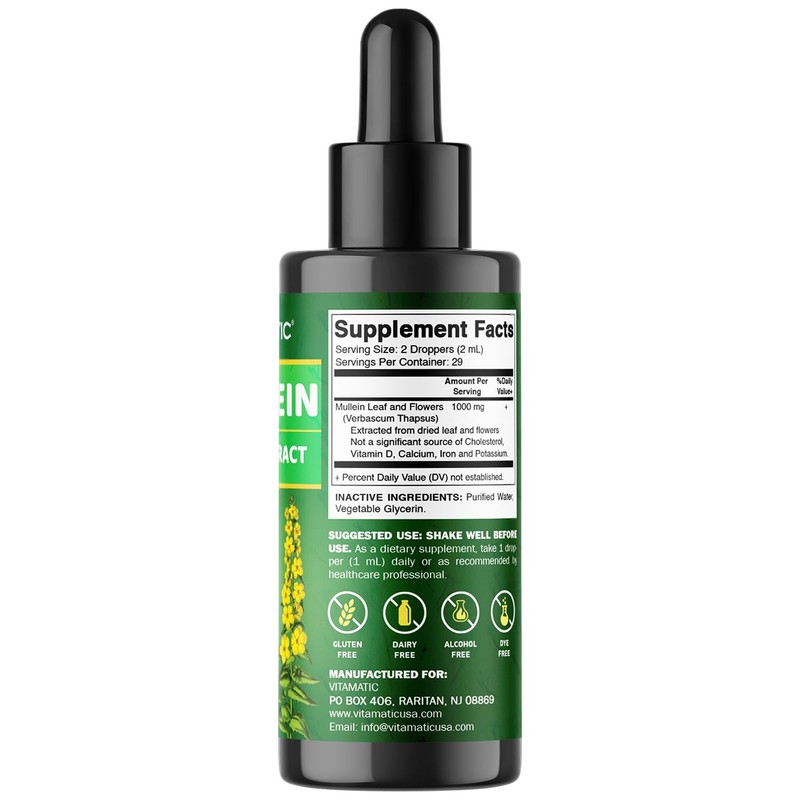 Vitamatic 2 Packs Liquid Mullein Leaf 1000mg per Serving -