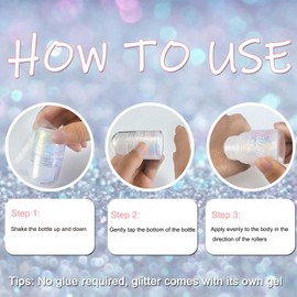 Glitter Gel Roll-On for Hair, Face and Body Glitter Mermaid Festival Glitter Make-Up Rave 25 ml White #01