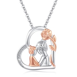 MEDWISE Mom Necklace Gifts from Daughter Mother Sterling Silver Generatione Necklace Gifts from Grandughter Grandma Mother Love Heart Pendant Necklace for Mothers Day Mama Granny Birhtday Christmas