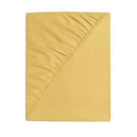 Ev Dekor Double Fitted Sheet Ochre | Yellow - Deep Pocket Bedsheet 14inch (35 cm) - Soft Brushed Microfiber Fitted Bed Sheet Double bed – Easy Care Bottom Sheets, 35cm deep fitted sheets