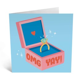 Central 23 - Congratulations on Your Engagement Card - Fun Congrats Card for Couples - 'OMG Yay!' - for Son & Daughter in Law - Engaged Couple - Comes with Cute Stickers