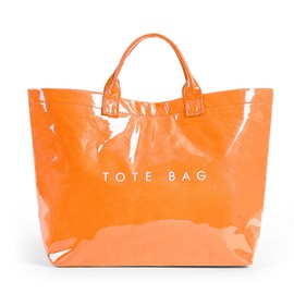 Tote Bag Women's Work Bag Large Tote Bag PVC Tote Bag for Women Shopper Transparent Hobo Handbag with Letter Print, Orange colour.