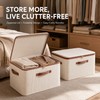 8L Cotton Linen Storage Box with Lid, Foldable Zipper Organizer