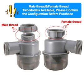 QruiLanTu Sink Trap 1 1/2'' P-Trap Replacement Upgrade Visible Removable Easy to Clean Drain Valve Suitable for Kitchen, Bathroom, Garbage Disposal Sink Drainage Pipe Accessories(Female Thread)