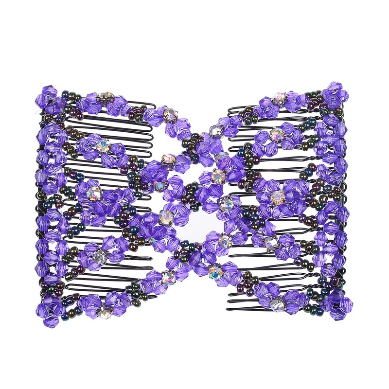 Lovef 4Pcs/Pack Crystal Rhinestone Easy Combs Magic Beaded Double Stretching