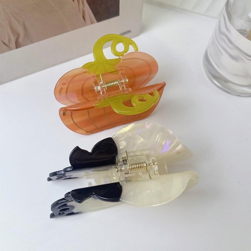 Pumpkin Hair Clips,Cellulose Acetate Hair Clips,Small Claw Clips for Girl,Hair