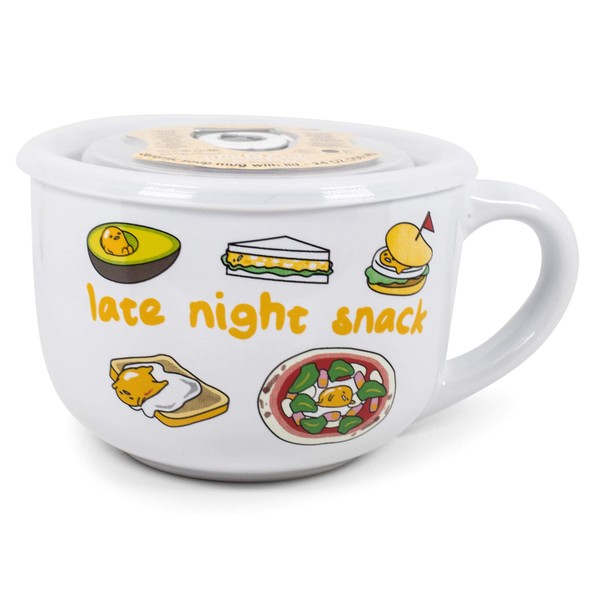 Silver Buffalo Sanrio Gudetama - Taza de sopa de cerámica