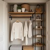 EZYDECOR Closet Rod Bracket Shelf Bracket with Hook Black Closet