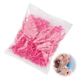 PAVIKE 100pcs Lash Glue Holder Glue Ring Lash Gluing Cup Ring Tension Glue Holder Lash Extension Supplies with Lid for Home Shop
