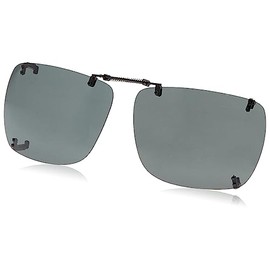 Dioptics Solar Shield-H REC Polarized Rectangular Clip On Sunglasses, Gray, 56 mm
