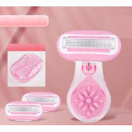 Heatunk Compact 3-Blade Mini Travel Razor Kit for Women - Smooth Shaving Essentials with Refills and Travel Case (Pink)
