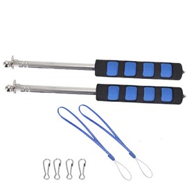 Set of 2, Telescopic Flag Pole, Telescopic Pole, Hand Flagstick, Indicator Rod, Telescopic, Anti-Slip Sponge Grip, Strap and Mounting Hardware Included (47.2 inches (120 cm) (Blue)