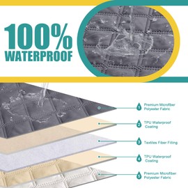 Ruaozz 100% Waterproof Chaise Lounge Couch Cover for Sectional Recliner Sofa 1 Piece Chaise Cover Washable Non Slip Furniture Protector with Adjustable Straps (Left Facing Chaise Cover, Dark Grey)