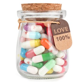 HSXIANG Capsule Letters Message in a Bottle，Lovely Notes Couples Gifts for Boyfriend Girlfriend Wife Friend Birthday Christmas Anniversary Valentine Day. (Love heart shape 50pcs)