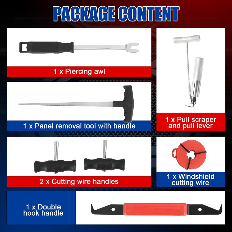 NYXOVA 7-Piece Windshield Removal Tool Kit, Wind Glass Remover Hand
