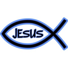 StickerTalk Jesus Christian Fish Vinyl Sticker, 5 inches by 2.5 inches
