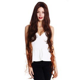 WIG ME UP - VK-40 Women's Wig Extremely Long Rapunzel Light Curly Wavy Middle Parting Mahogany Brown Copper Highlighted