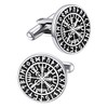 1 Pair Stainless Steel Viking Compass Cufflinks for Men Norse