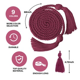 Graduation Cords, Grad Cords, Cords for Graduation 2026, 68" Graduation Cord, Honor Cords, Graduation Cords Pack, Honors Cords for Graduation, Graduation Honor Cords for Students,Maroon Jujube