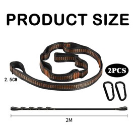 Pack of 2 Hammock Attachment, Hammock Suspension with 2 Hook Carabiners, for Tree Strap Attachment Hammock Tree Swing Rope Extension Swing Outdoor Camping Hammocks Hanging Chair Accessories