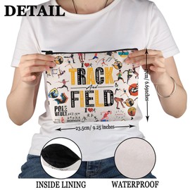 PWHAOO Cross Country Running Gift Track and Field Theme Makeup Bag Running Lover Cosmetic Bag Track And Field Athletics Gift (Track and Field Theme M)