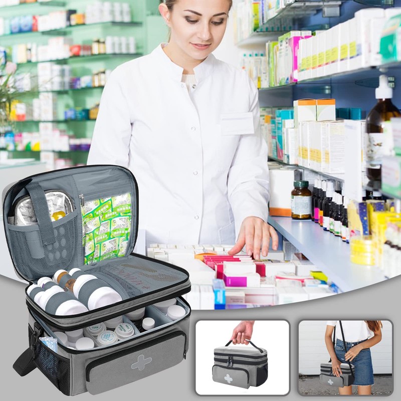 Caja organizadora de medicinas, color gris