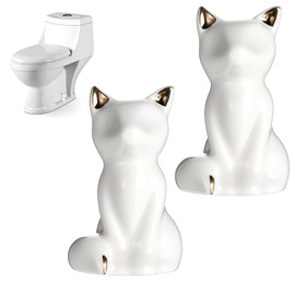 2pcs Cat Shape Toilet Screw Cover Caps White Toilet Bolt Caps Ceramic Toilet Bolt Covers Toilet Sea Turtle Replacement Parts Decorative Bathroom Accessory