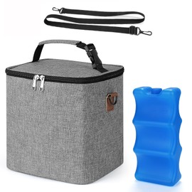 Accmor Breastmilk Cooler Bag with Ice Pack, Baby Bottle Cooler Bags, Insulated Bottle Cooler Tote Bags On The Go, Fits 6 Large 9oz Bottles, for Nursing Mom Daycare Travel, Grey